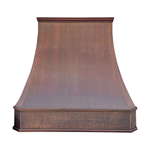 Light Hammered-Antique Copper Stainless Steel Kitchen Vent Hood S72329