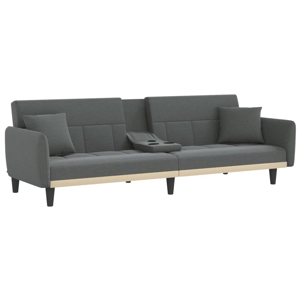 Dark Gray Fabric Sofa Bed with Cup Holders S245106