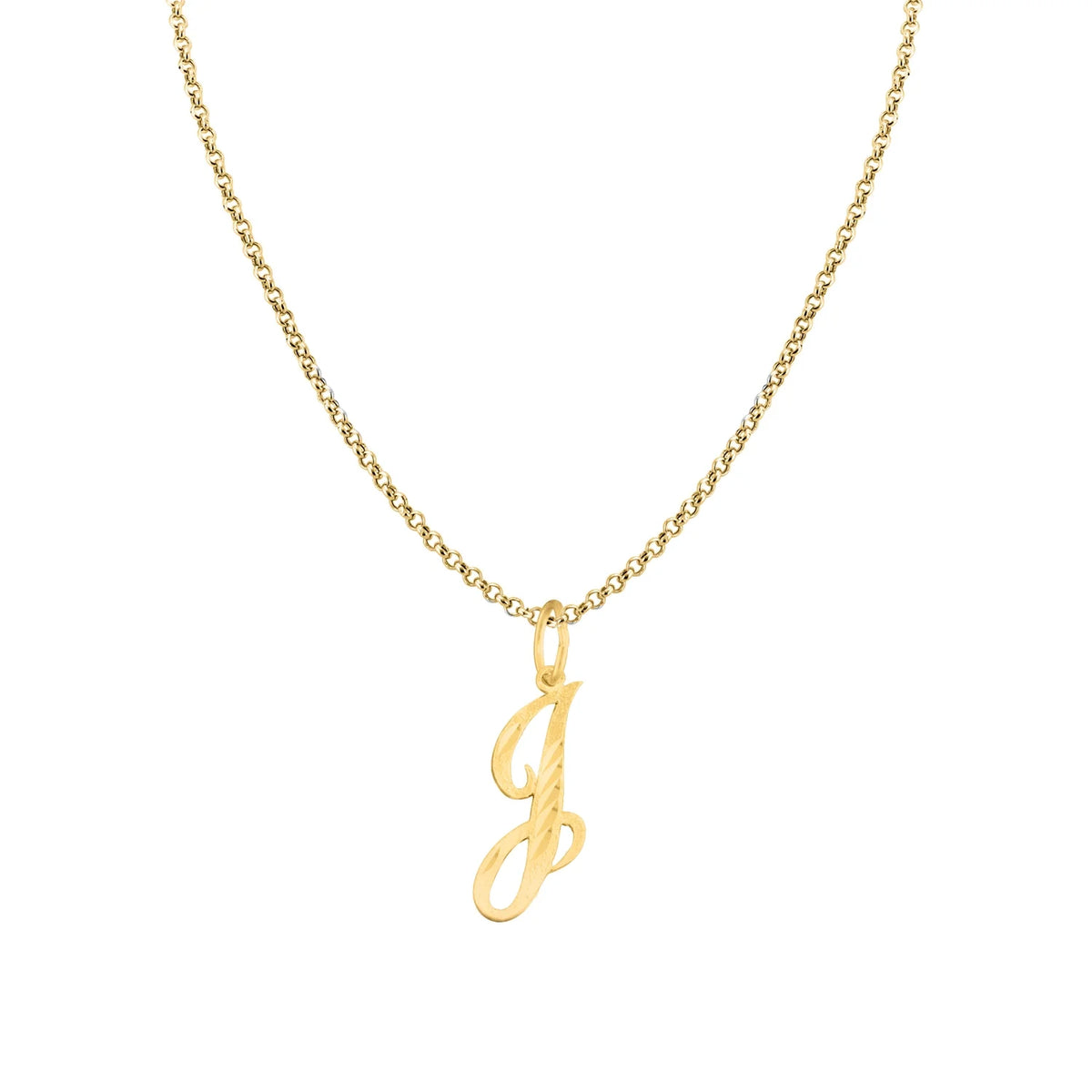 14K Yellow Gold Diamond-cut Initial 'J' Pendant Necklace with 16" Chain X875798