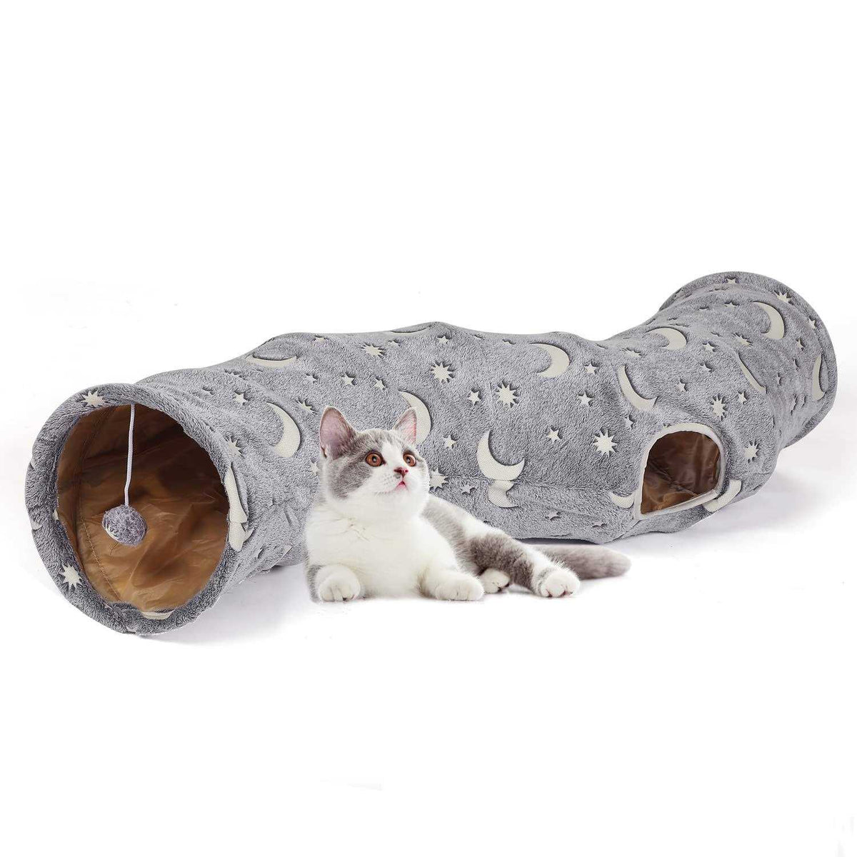 Collapsible Cat Tunnel Tube with Plush Ball Toys X108