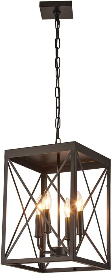 Black 4 Lights Cage Chandelier V8584