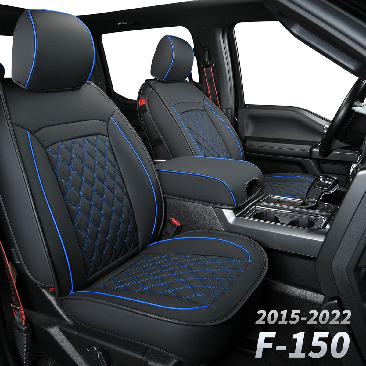 Black & Red Waterproof Faux Leather Seat Covers Full Set L9142