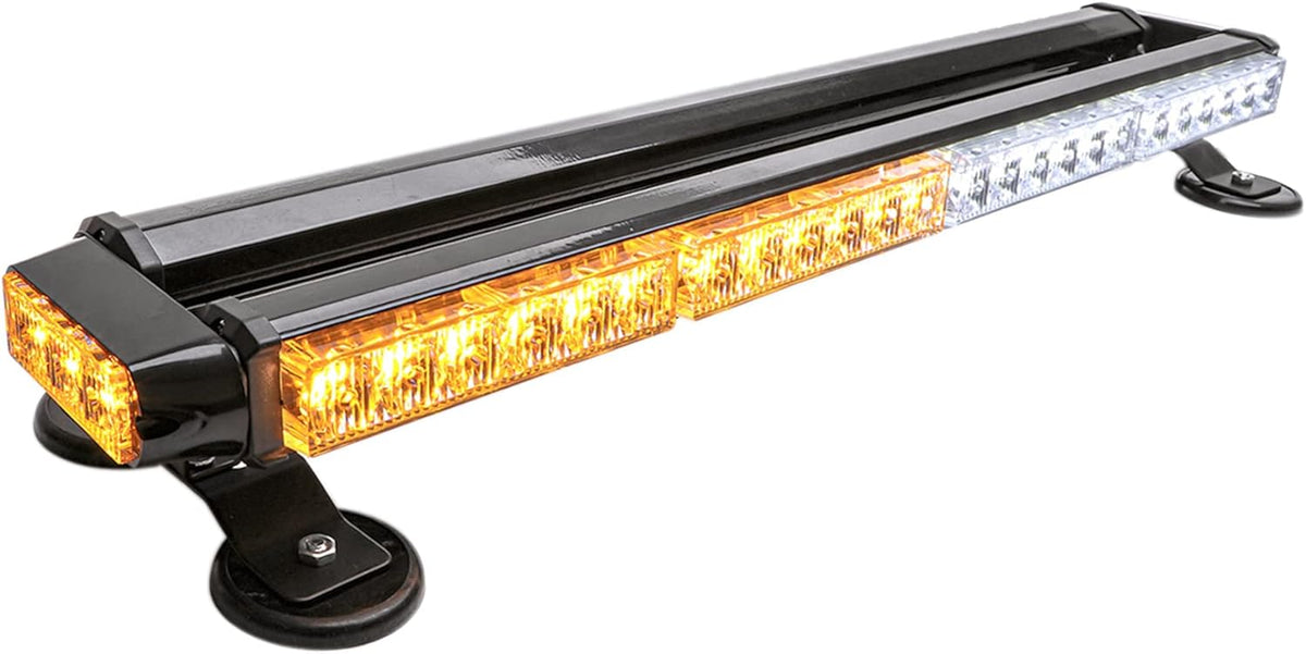 26.5" 54 LED Amber White Amber Emergency Warning Strobe Light with Magnetic Base, Pack of 2 J3069