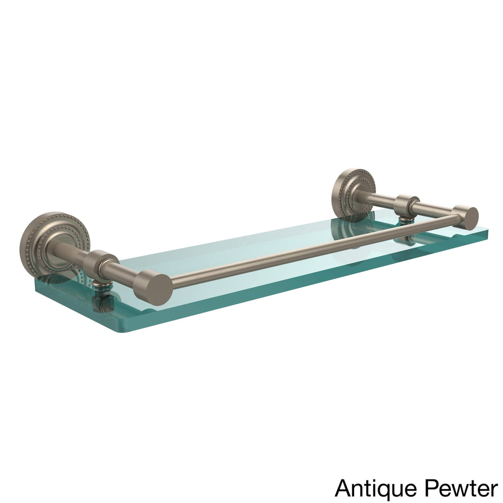 Satin Chrome Glass Shelf with Gallery Rail 16 inch Y7528