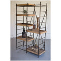 Iron Shelving Unit with Six Adjustable Wooden Shelves L52378