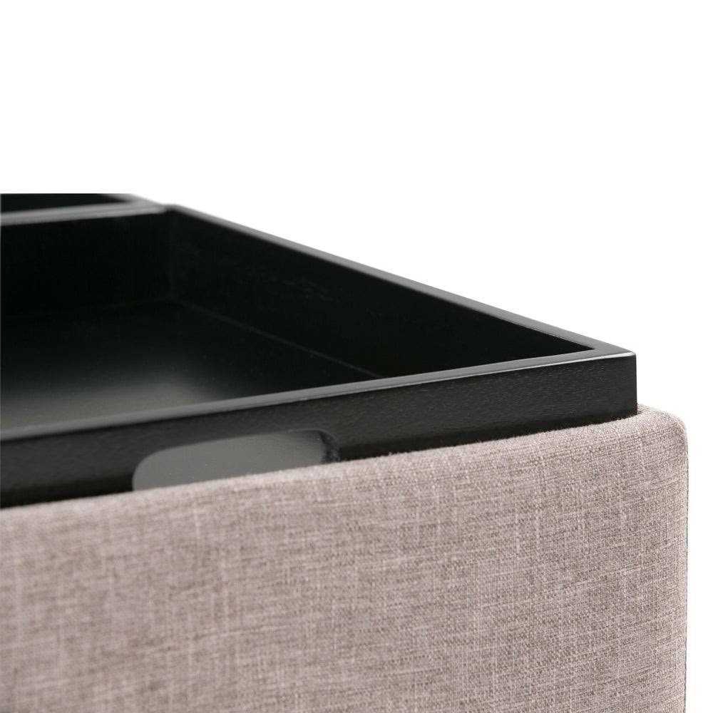 Distressed Black Square Table Ottoman Q172858