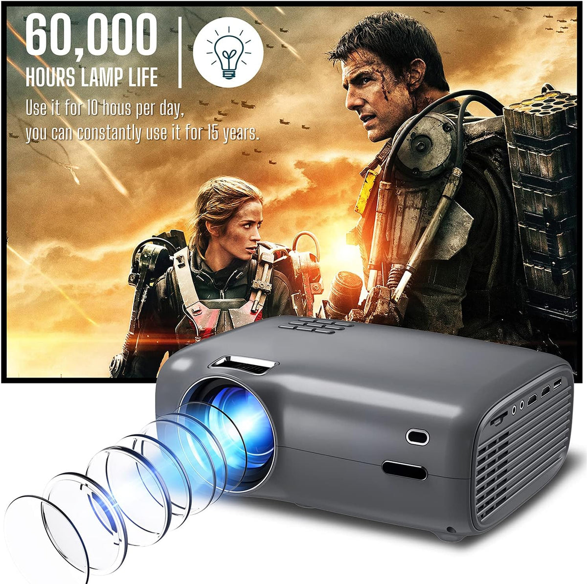 1080P 6000 Lumens Bluetooth WiFi Smart Projector D921