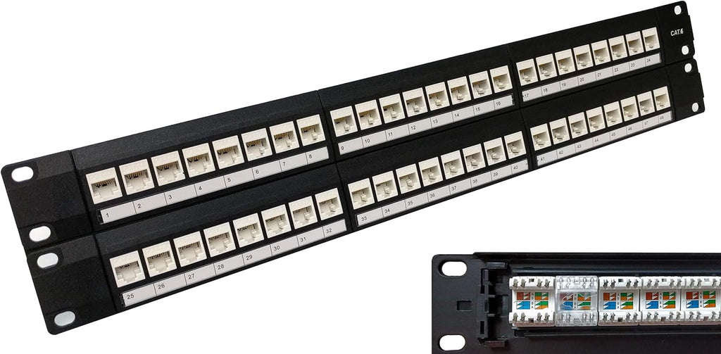 48-Port CAT6A FTP Shielded 2U Patch Panel 19-Inch O1231
