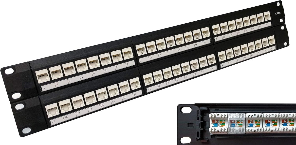 48-Port CAT6A FTP Shielded 2U Patch Panel 19-Inch O1231