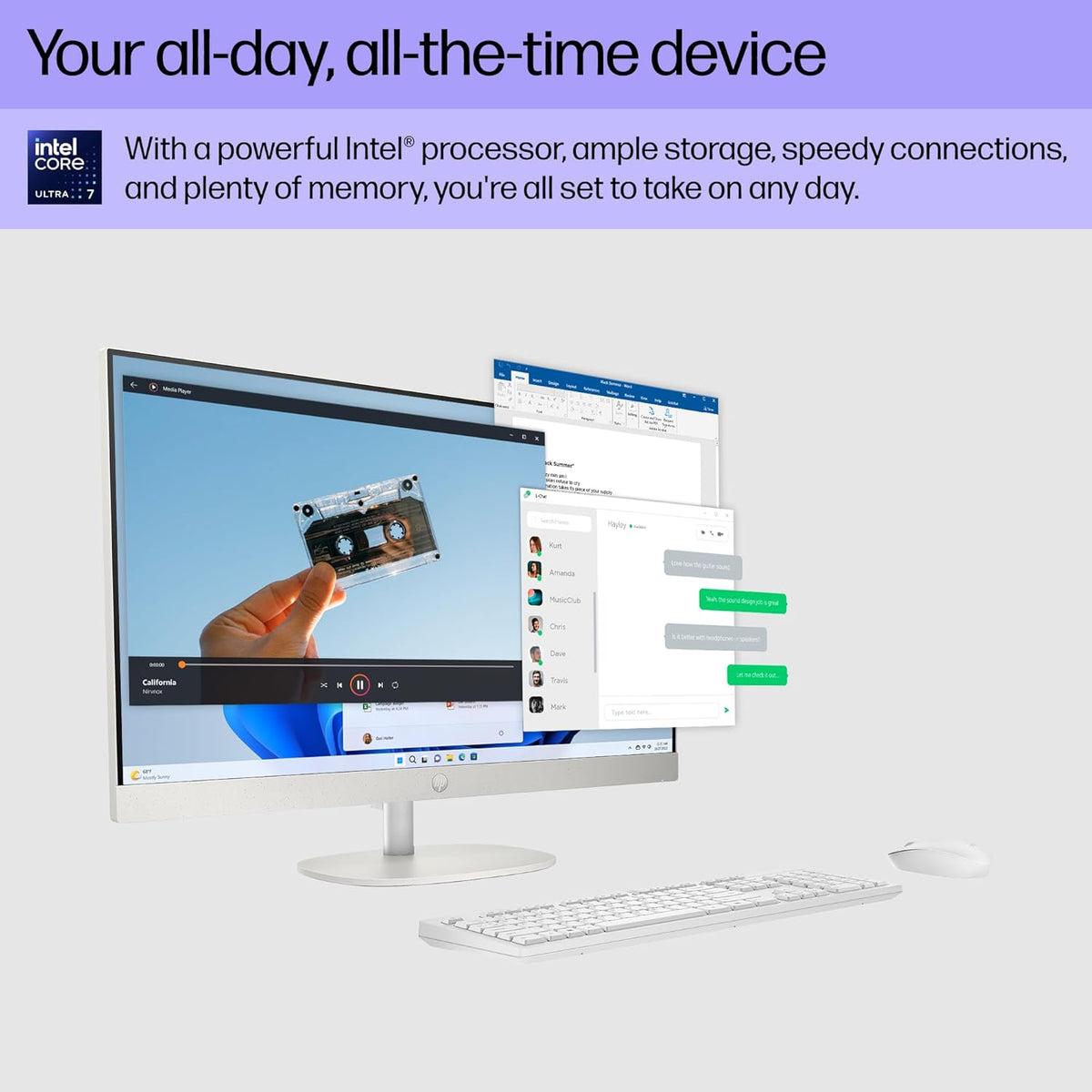 27" All-in-One Desktop Computer, FHD IPS Touchscreen, Intel Core Ultra 7, 64GB DDR5, 1TB SSD, Wi-Fi 6, Windows 11 Home N39034
