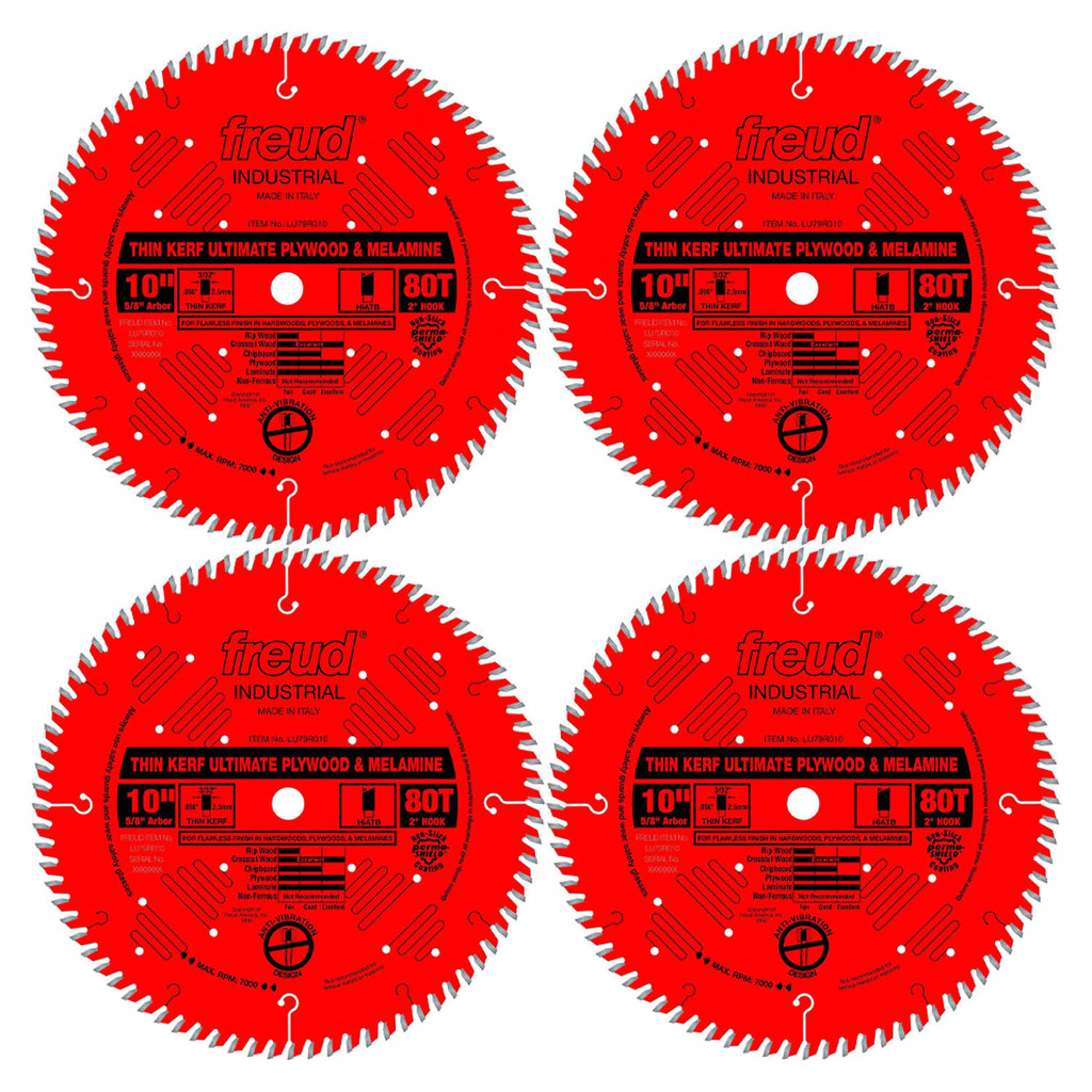 10x22 80T Thin Kerf Plywood & Melamine Saw Blade (4 Pack) L729408