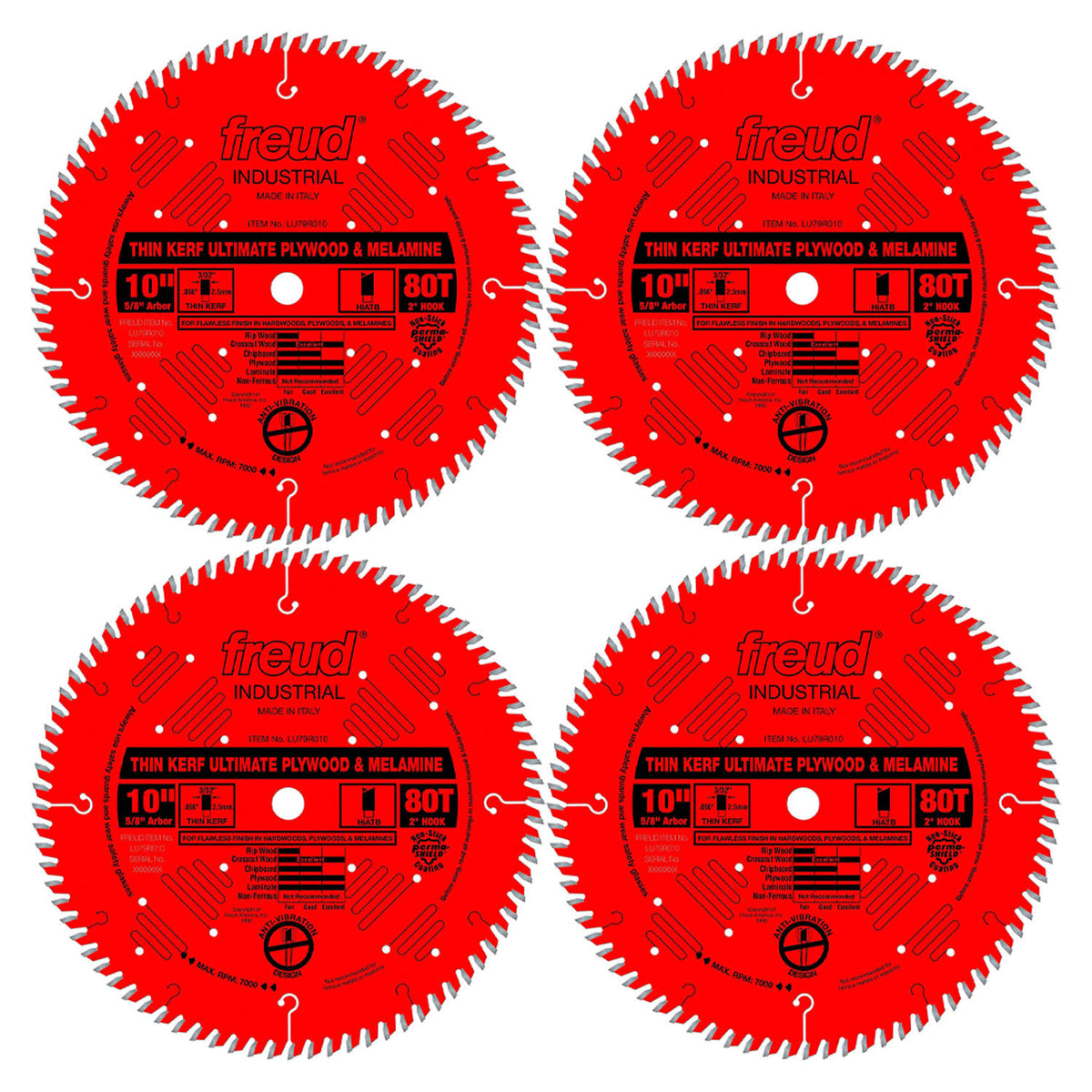 10x22 80T Thin Kerf Plywood & Melamine Saw Blade (4 Pack) L729408