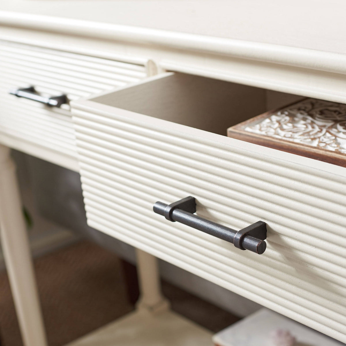 Distressed White 2 Drawer Console Table B973762