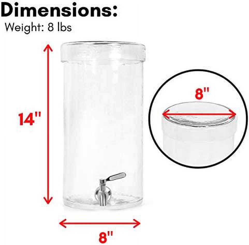 Gallon Beverage Dispenser With Lid, Hammered Glass, Stainless Steel Spigot R18355