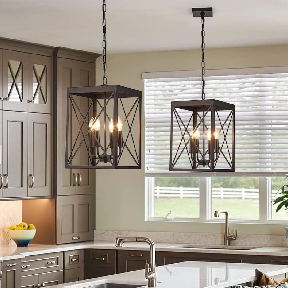 Black 4 Lights Cage Chandelier V8584