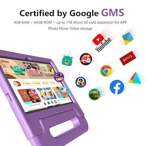 Green Kids Tablet 10 inch Android 13 4GB+64GB 1TB Expand HD Touchscreen WiFi Bluetooth Protective Case S5611