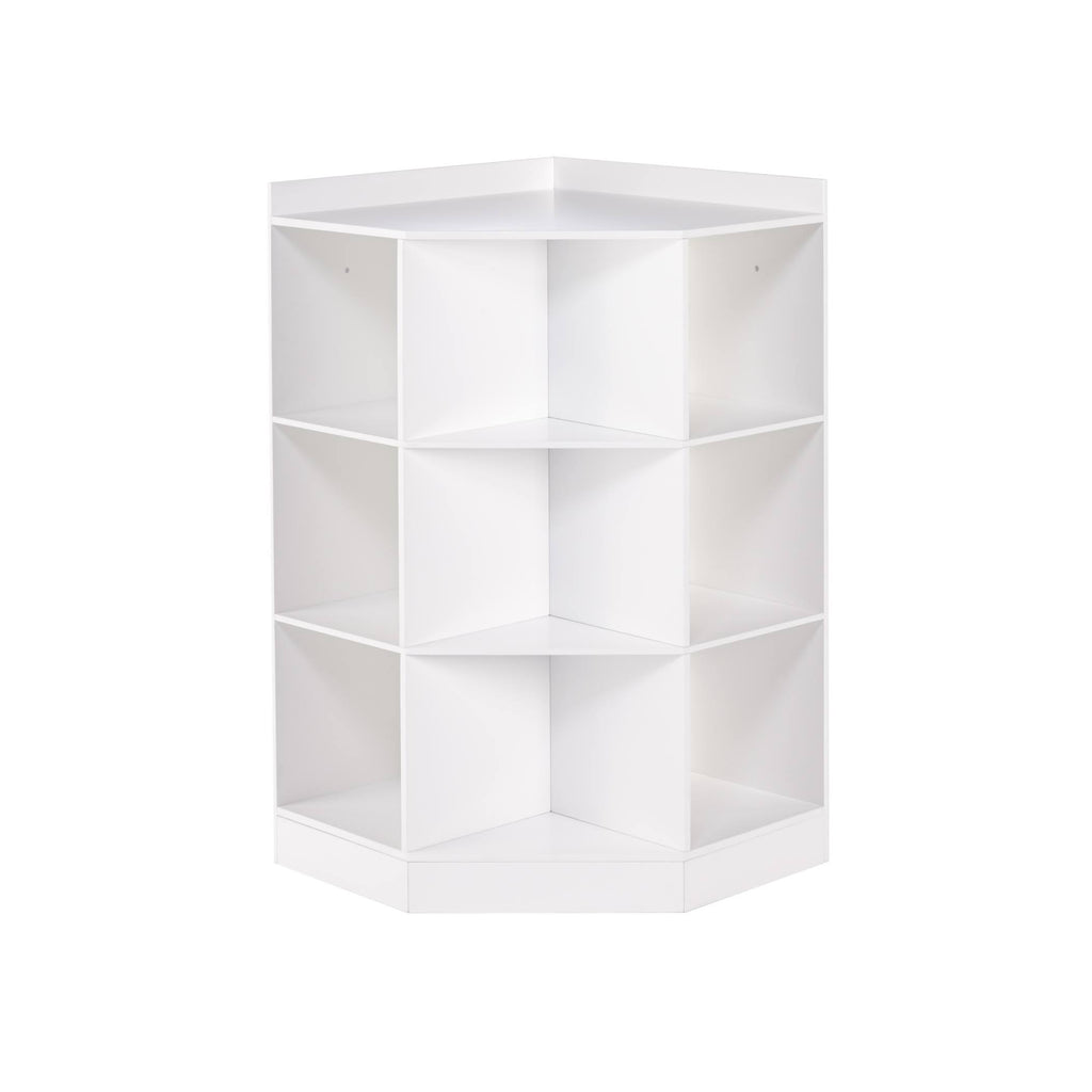 White 6-Cubby 3-Shelf Corner Cabinet G4794