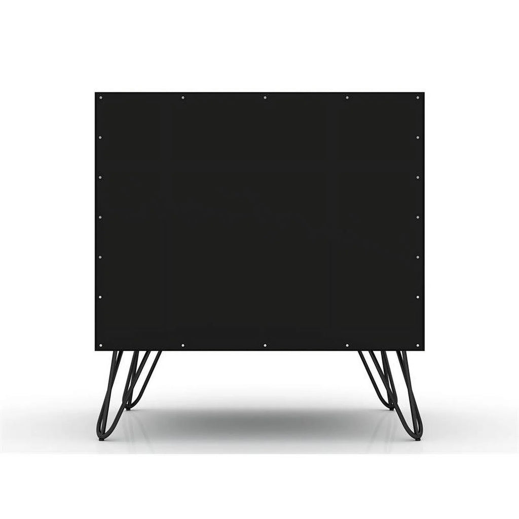 2-Drawer Black Engineered Wood Nightstand I4382