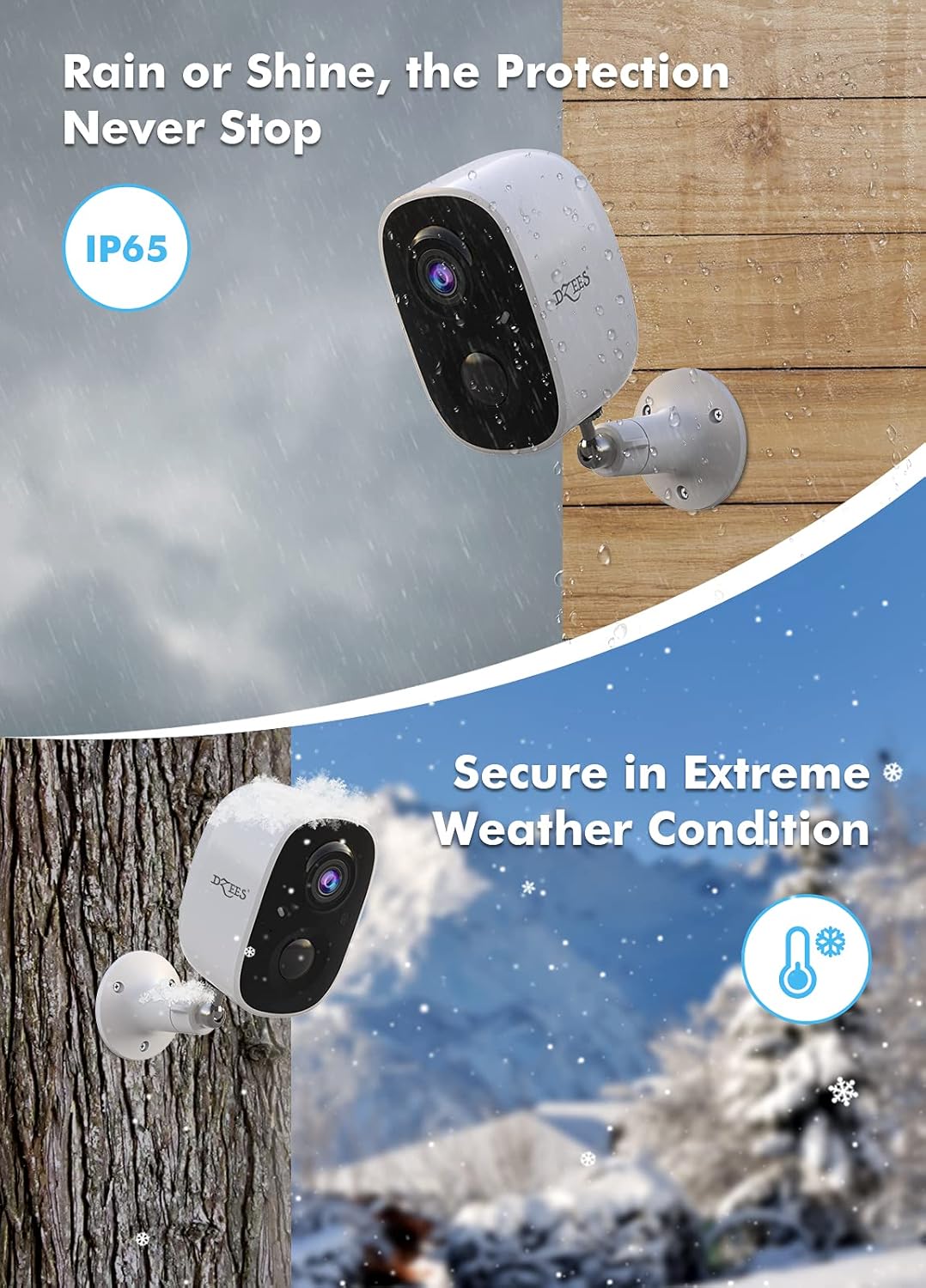 Wireless Outdoor Security Camera with Spotlight & Siren, 1080P Battery Powered WiFi Camera R3408