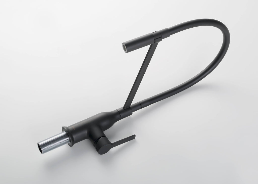 Matte Black Gooseneck Single Lever Kitchen Faucet with Spray Head R16359