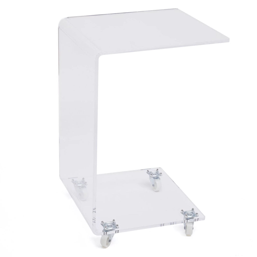 Clear Acrylic C-Shape Sofa Side Table with Wheels N4495