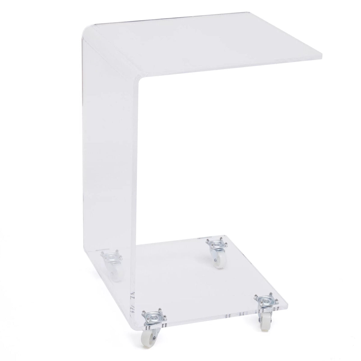 Clear Acrylic C-Shape Sofa Side Table with Wheels N4495