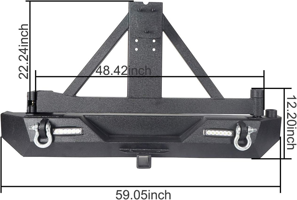 Steel Bumper with Tire Carrier and Receiver Hitch L1342