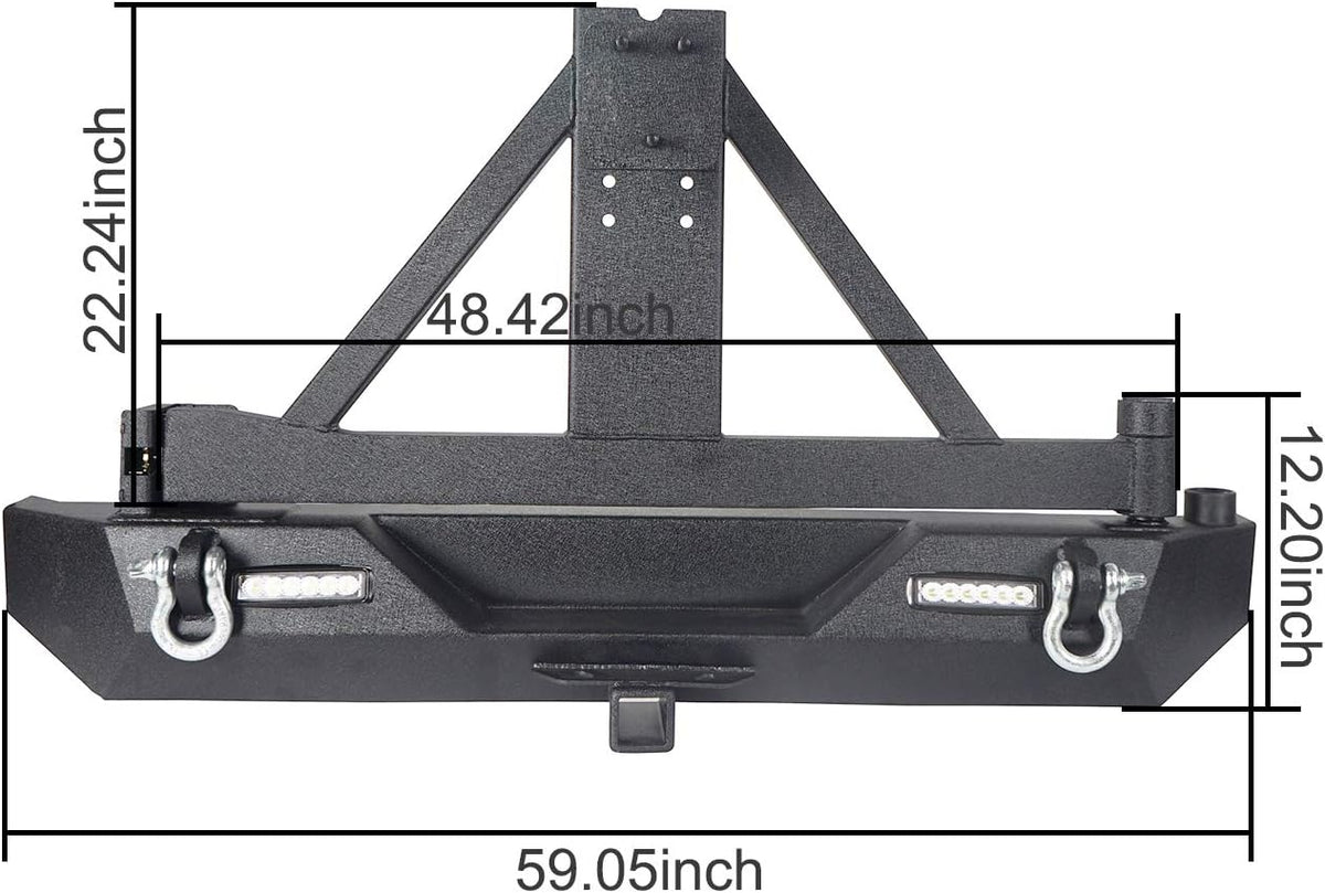 Steel Bumper with Tire Carrier and Receiver Hitch L1342