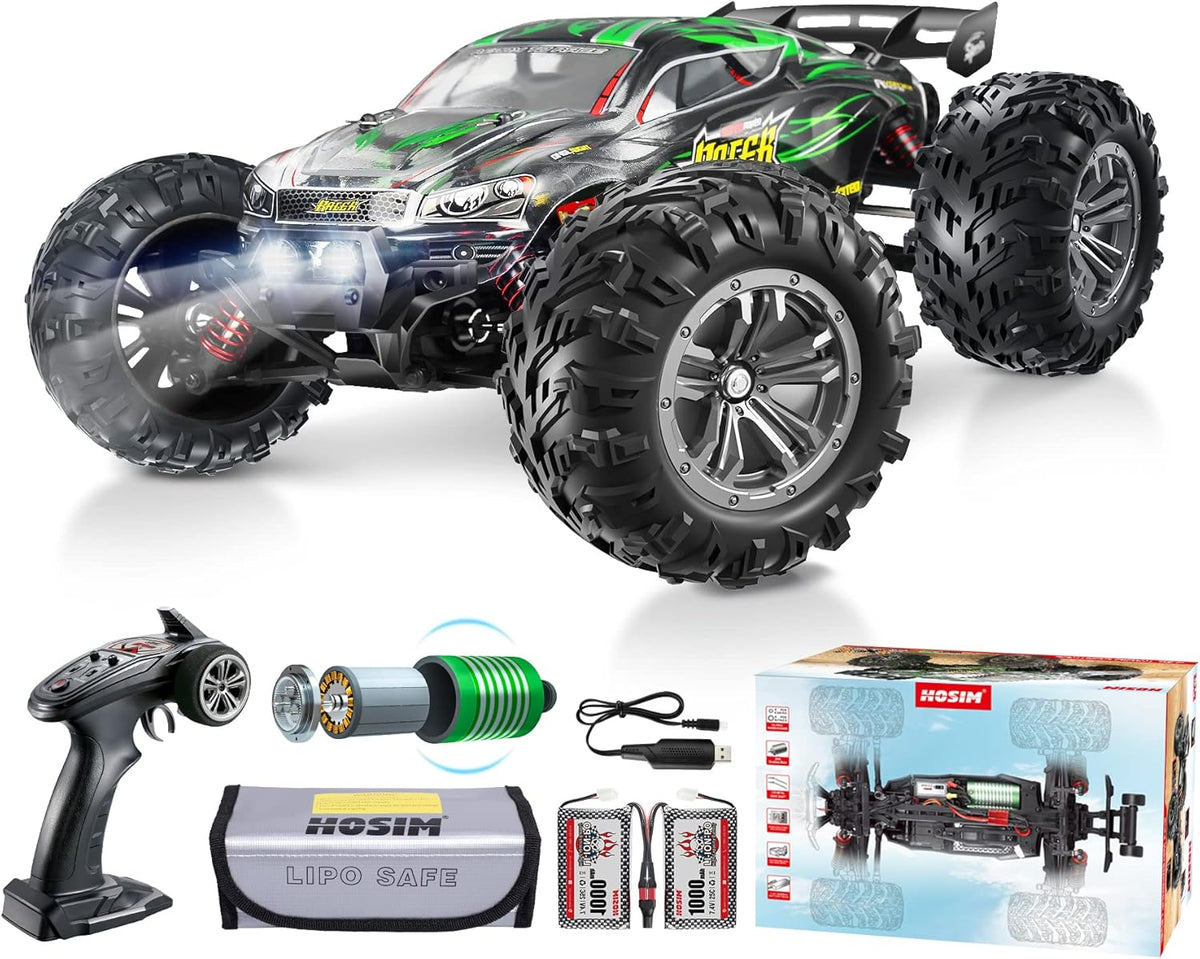 Green Brushless 4WD RC Monster Truck, 1:16 Scale, Pack of 2 K31744
