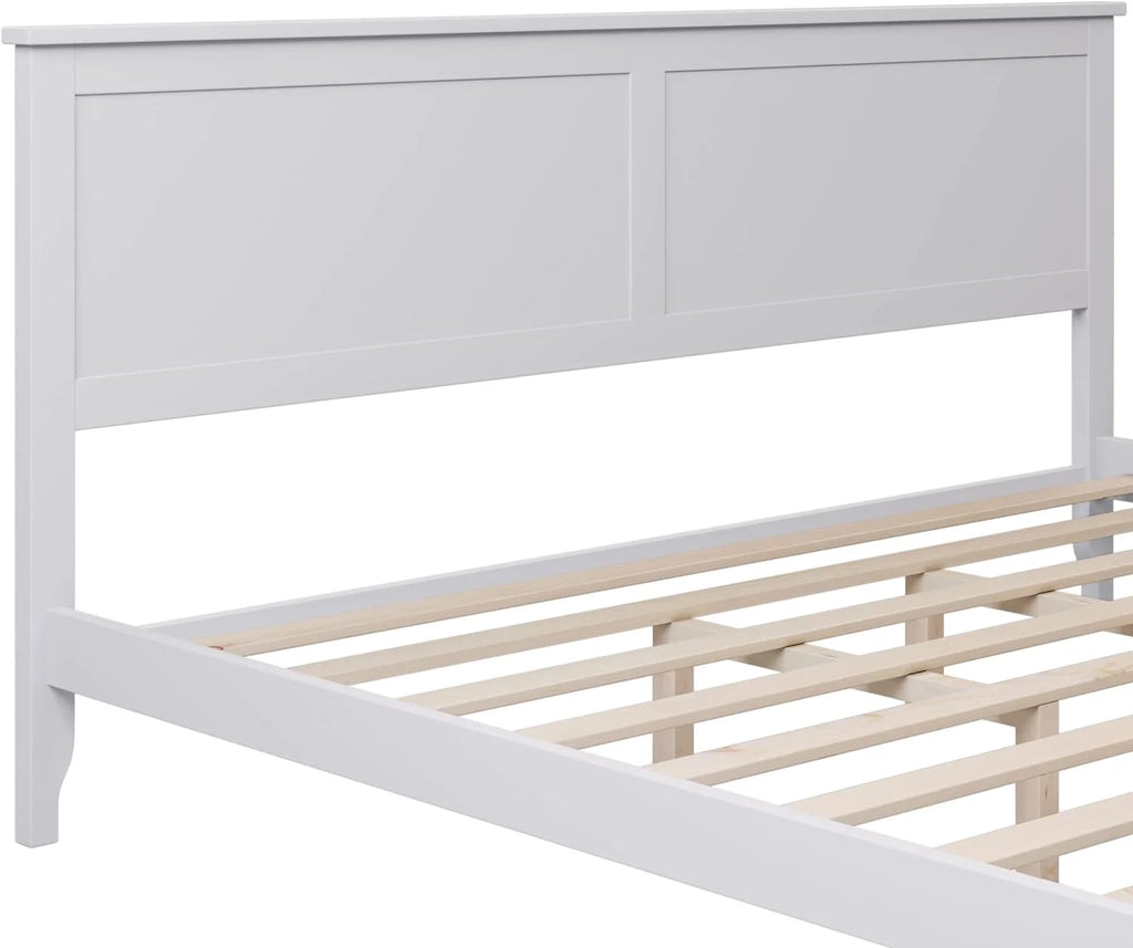 White King Size Solid Wood Platform Bed X6479