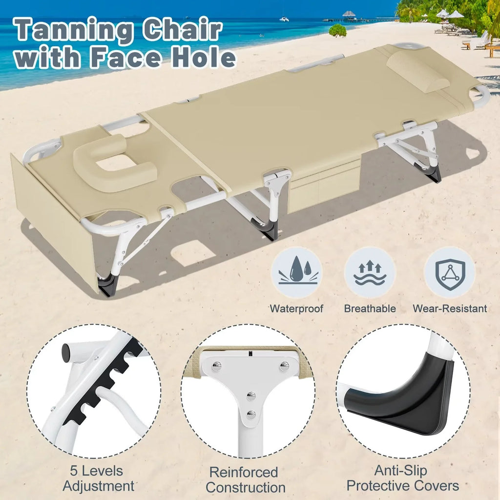 Portable Folding Lounge Chair with Pillow & Cushion F81465