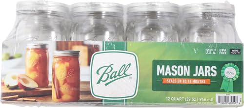 Clear Quart (32oz) Wide Mouth Mason Jar 12-pack K605
