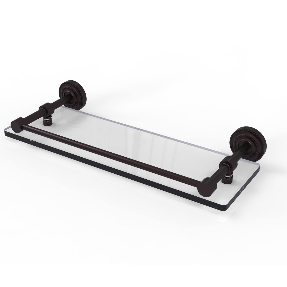 Satin Chrome Glass Shelf with Gallery Rail 16 inch Y7528
