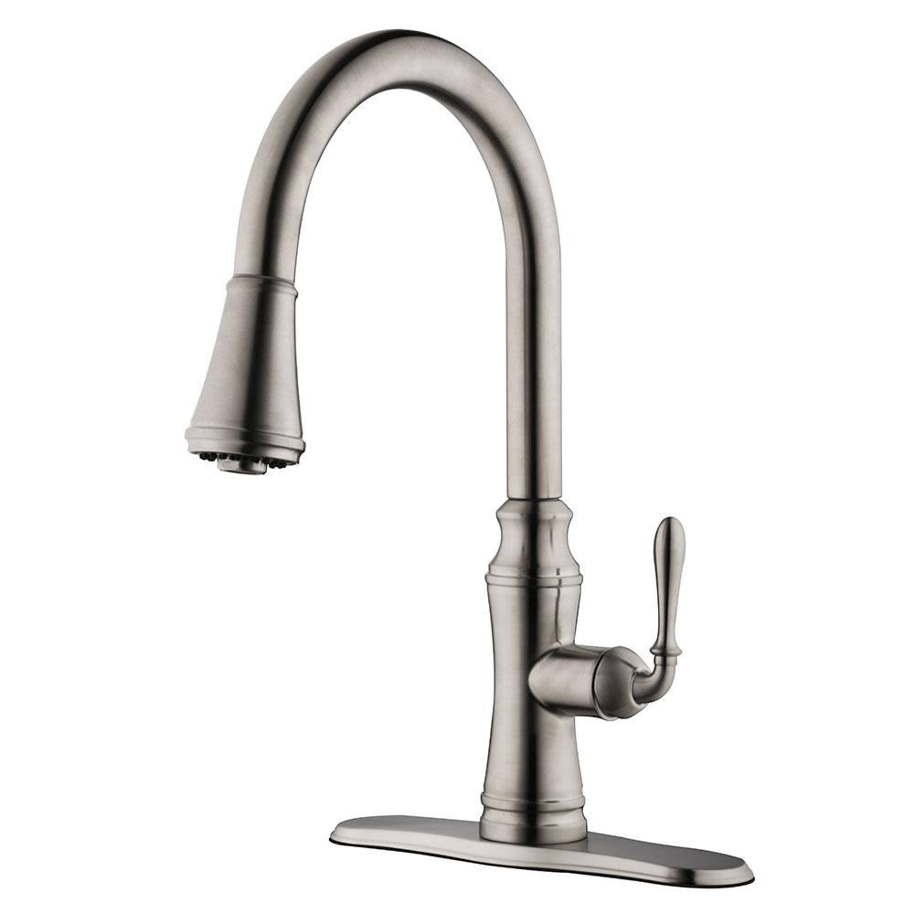 Polished Nickel Single-Handle Pull-Down Kitchen Faucet I65767