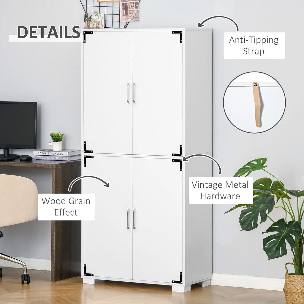 White 4-Door Cabinet with Storage Shelves S233