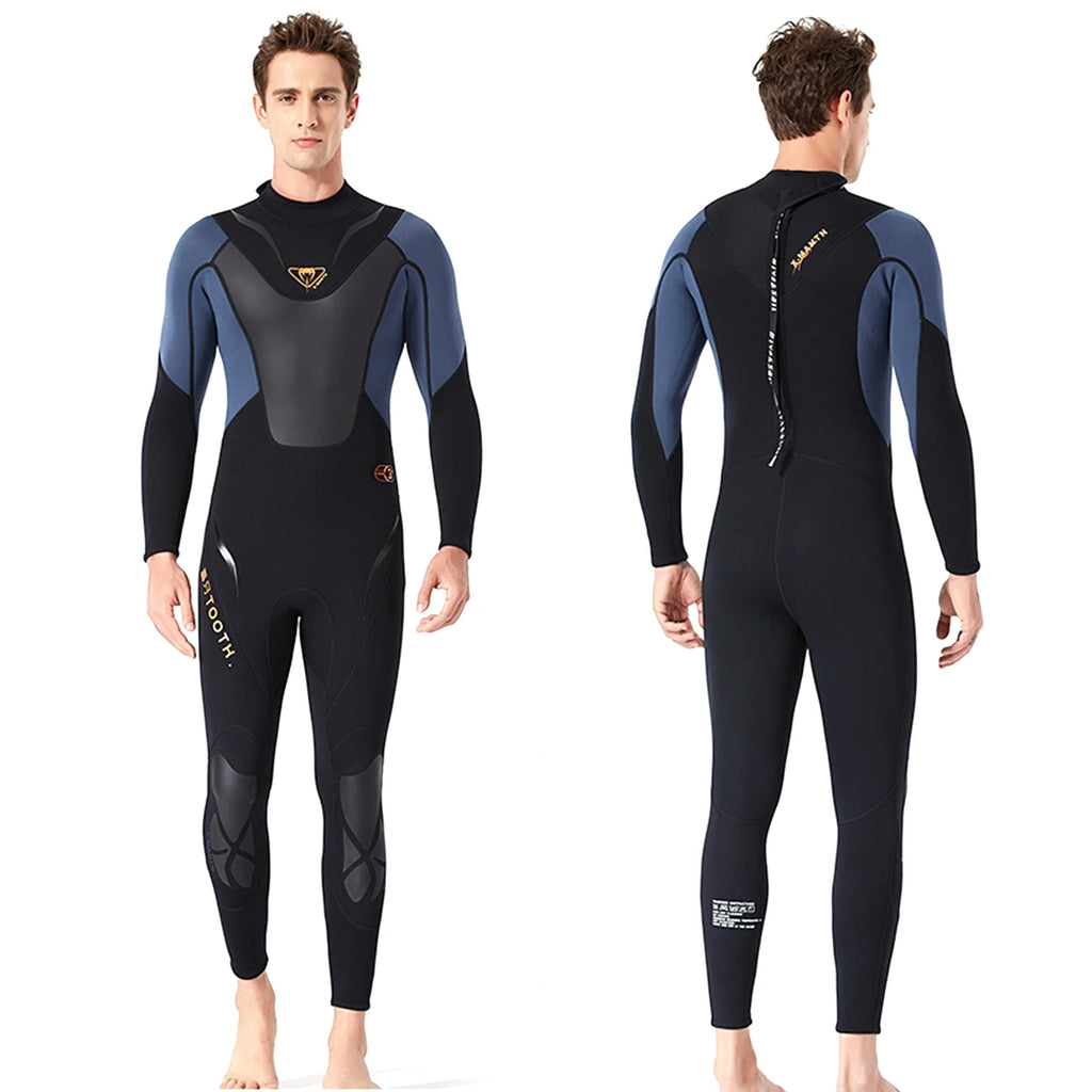 Men 3mm Neoprene Full-body Wetsuit with Back Zipper C33406