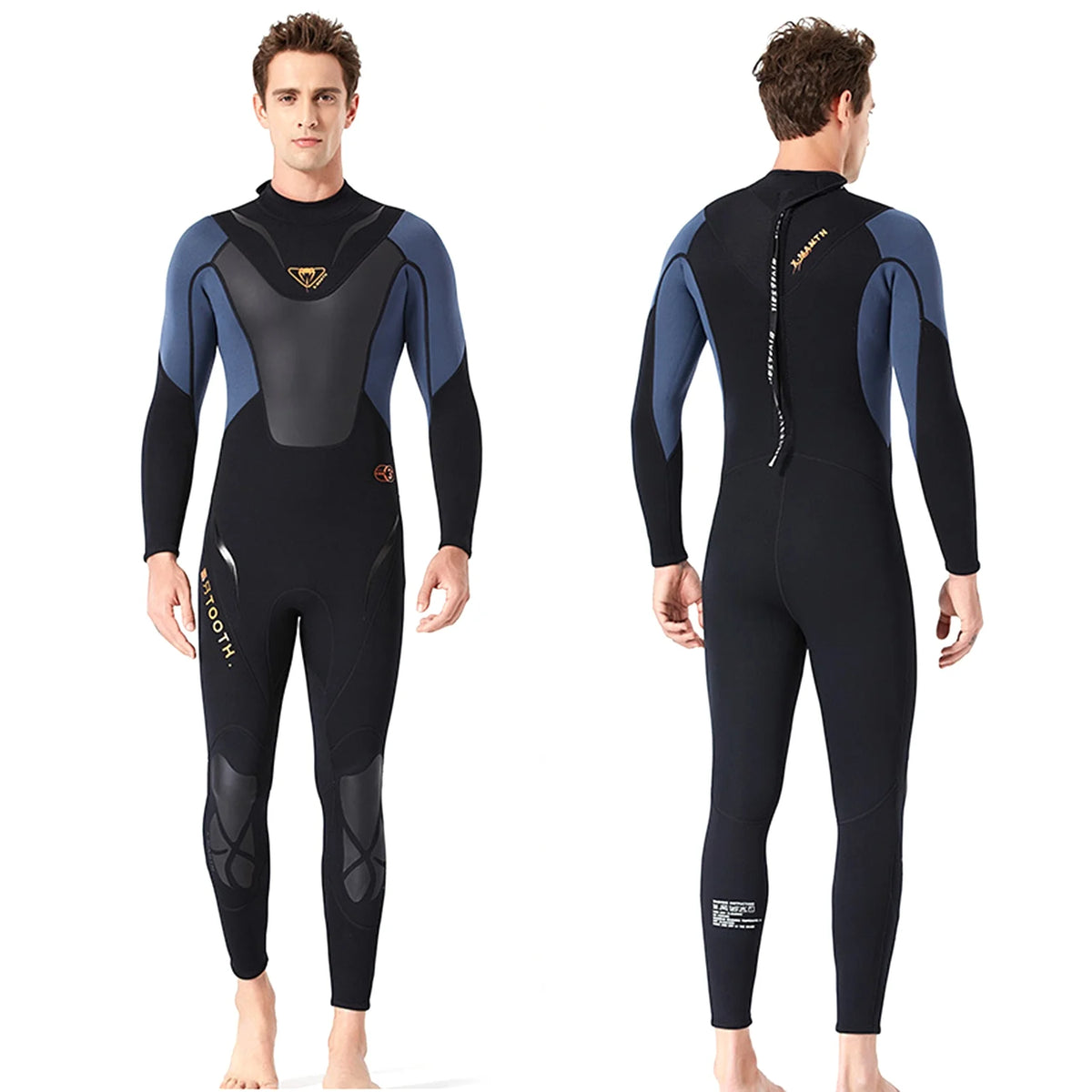 Men 3mm Neoprene Full-body Wetsuit with Back Zipper C33406