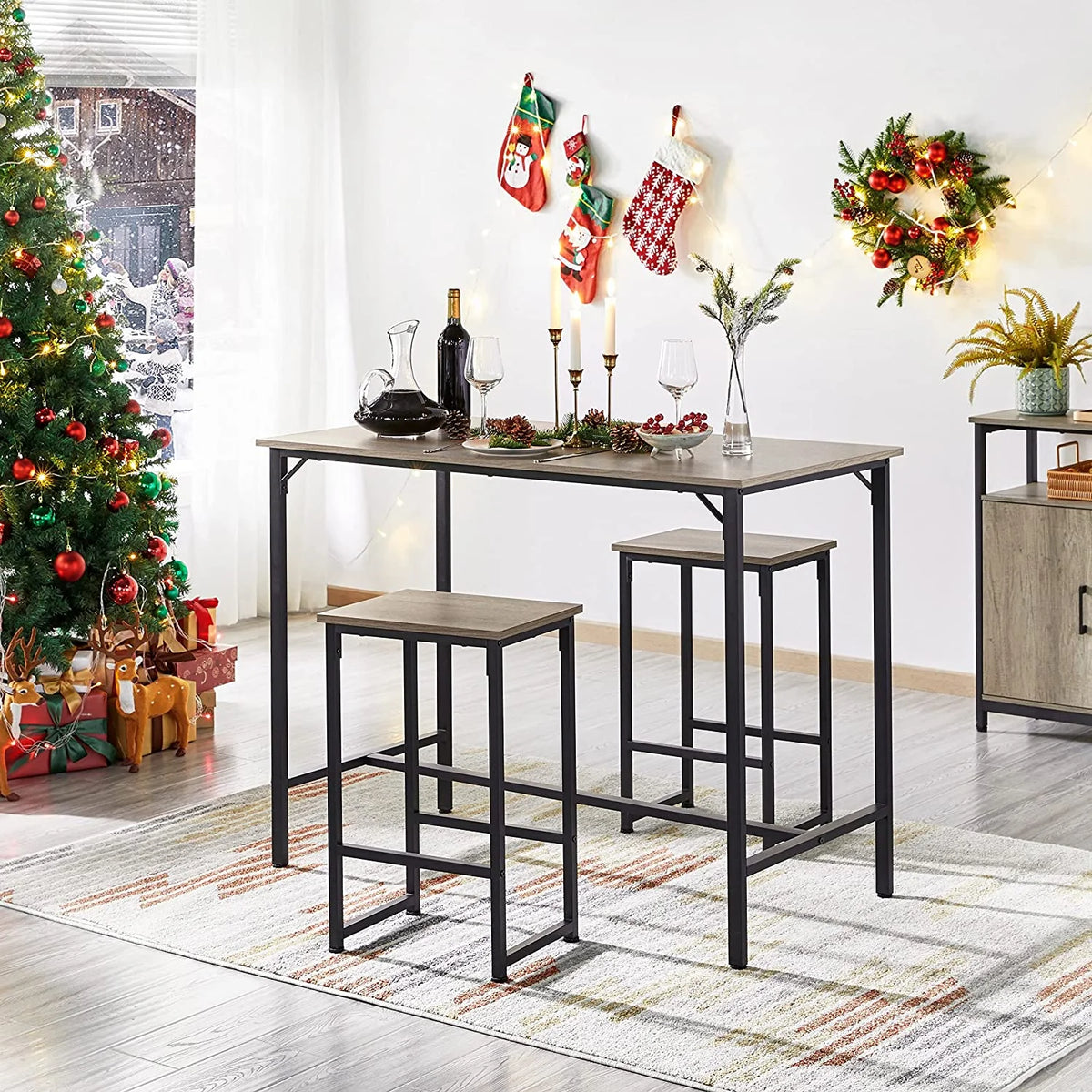 47.5” Counter Height Bar Table Set with Stools Set of 2 R679687