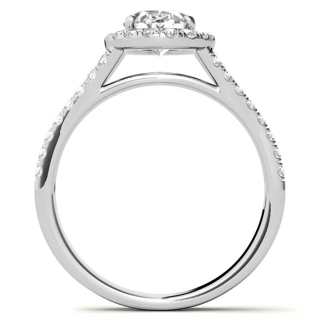 1Ct Oval Halo Split Shank Moissanite 925 Silver Sterling Engagement Ring Z75977