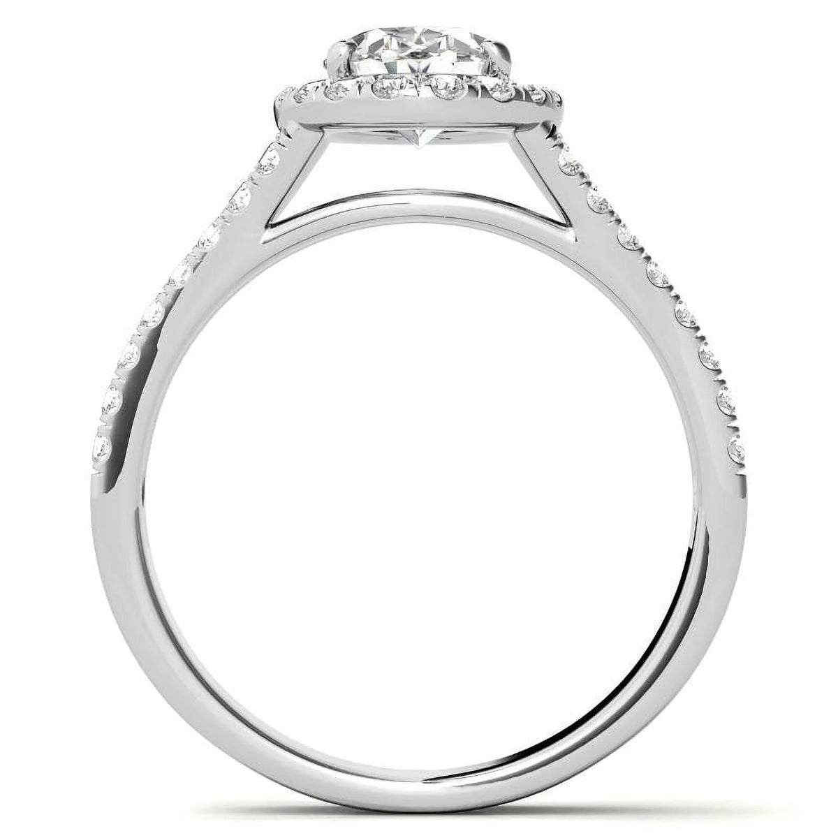1Ct Oval Halo Split Shank Moissanite 925 Silver Sterling Engagement Ring Z75977