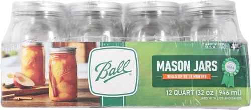 Clear Quart (32oz) Wide Mouth Mason Jar 12-pack K605