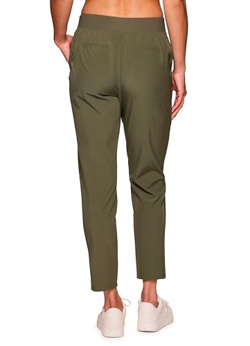 Women's Stretch Woven Ankle Pant, Lightweight, Quick Drying, Flat-Front Straight Leg Pants with Pockets J15393