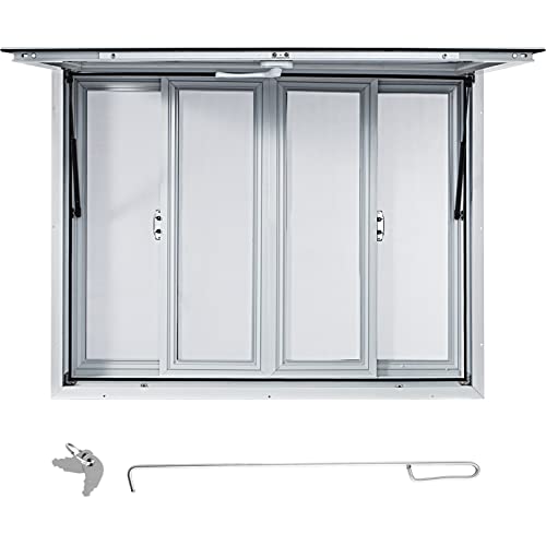 36 x 36 inch Aluminum Alloy Food Truck Service Window with 4 Horizontal Sliding Screen Windows S981