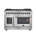 48" Freestanding French Door Dual Fuel Range with 8 Burners N9489