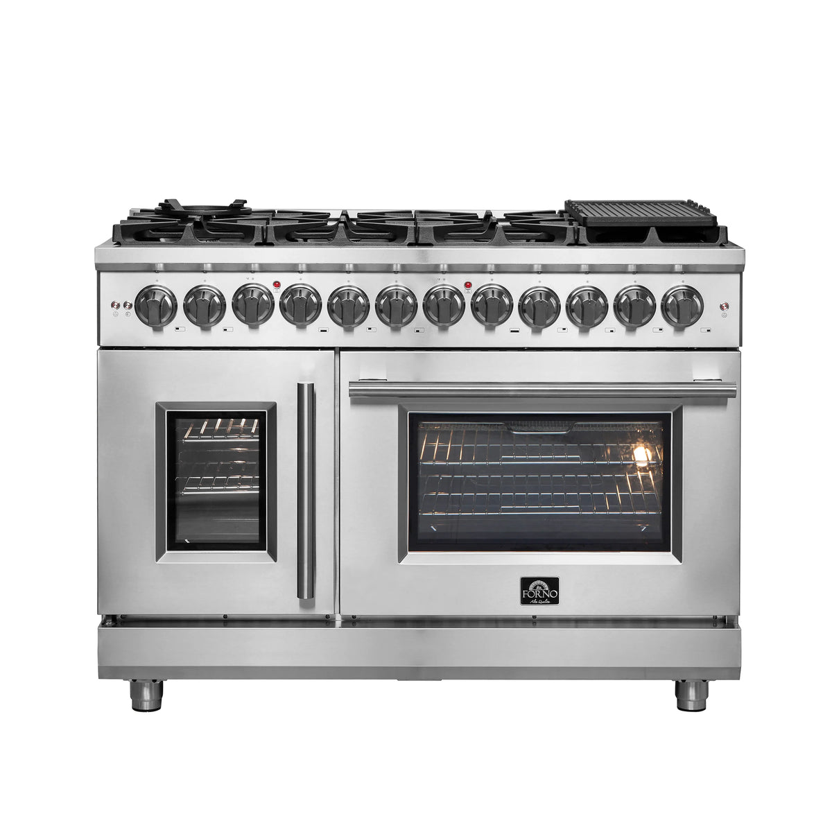 48" Freestanding French Door Dual Fuel Range with 8 Burners N9489