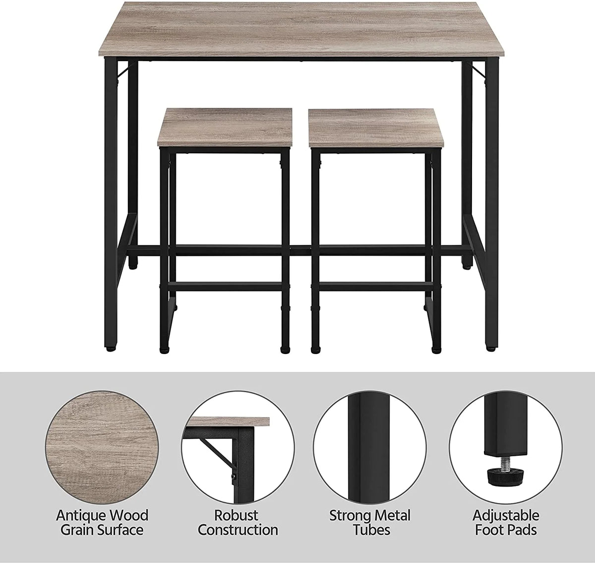 47.5” Counter Height Bar Table Set with Stools Set of 2 R679687