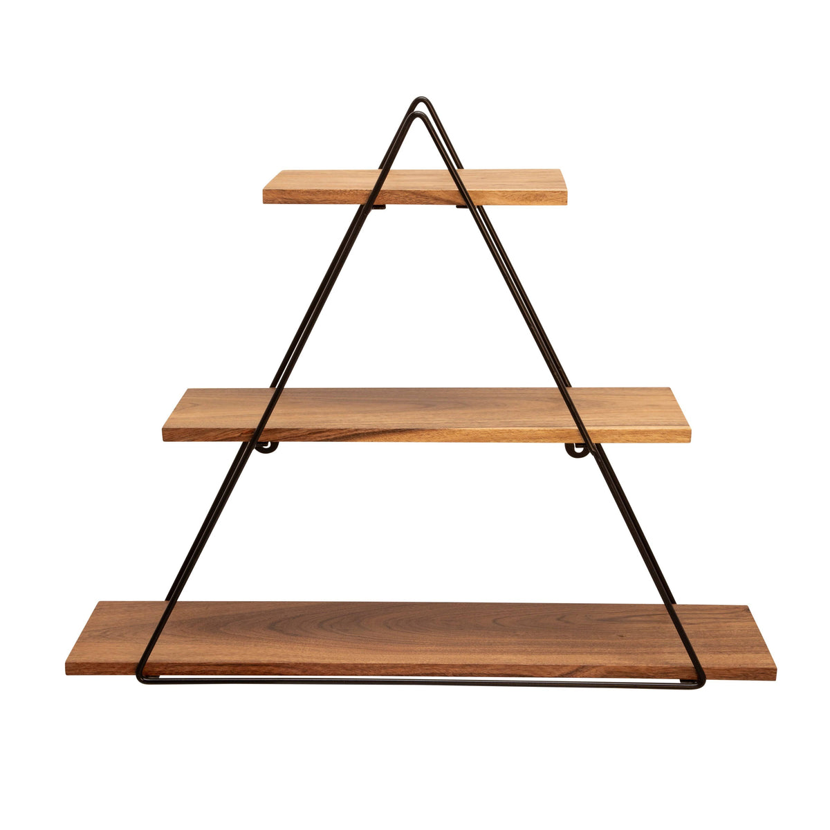 Brown Metal Wood Triangle Wall Shelf P139469
