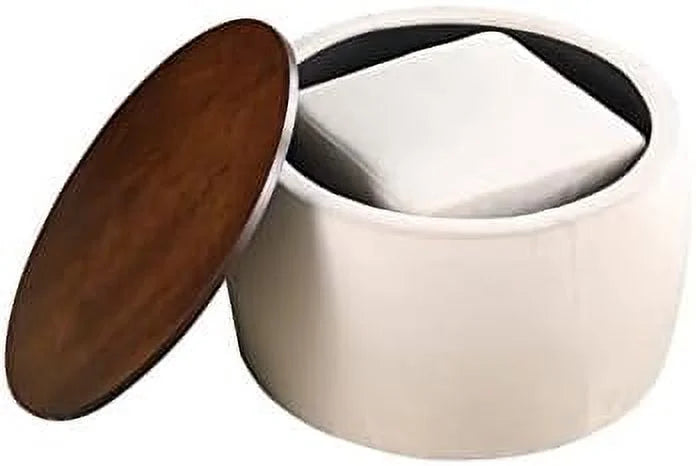 White 2 in 1 Round Ottoman Set Z176385