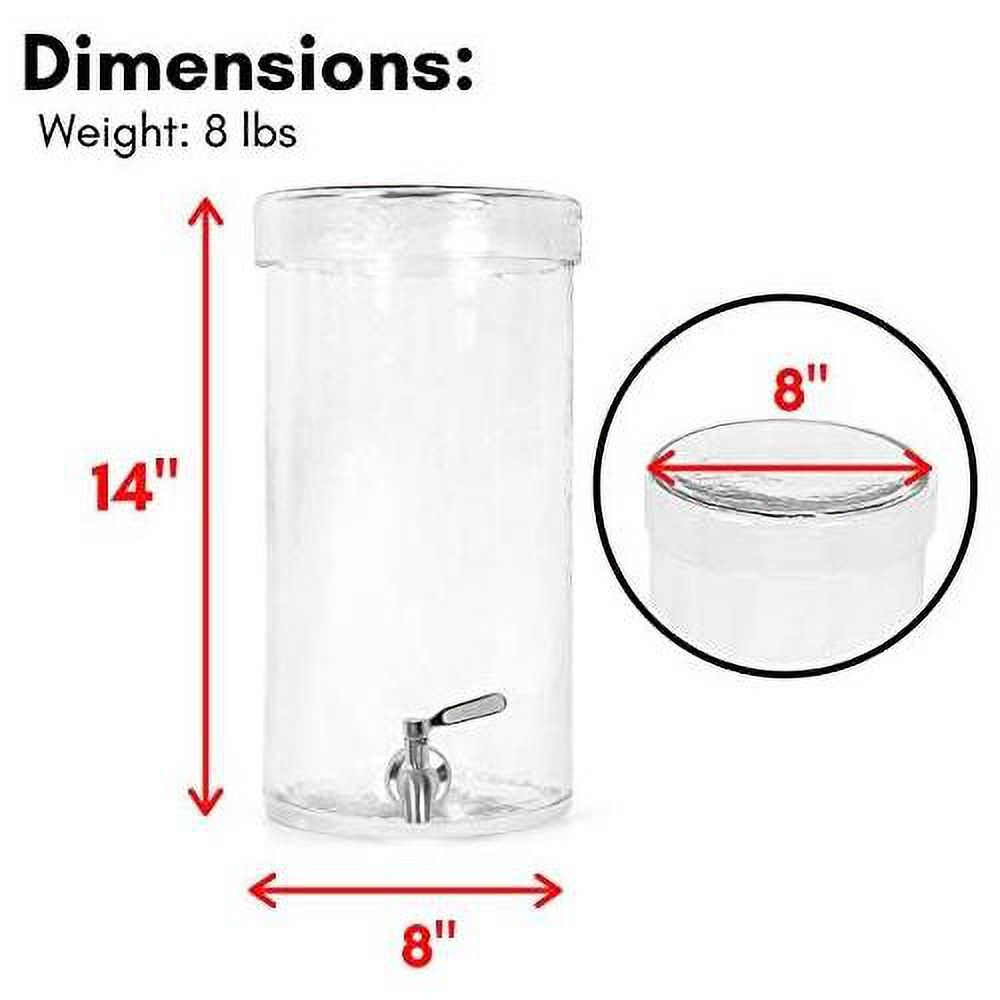 Gallon Beverage Dispenser With Lid, Hammered Glass, Stainless Steel Spigot R18355