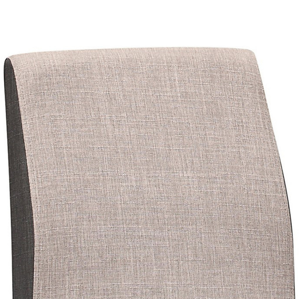 Walnut Counter Height Stool with Curved Seat Taupe Gray Fabric K561
